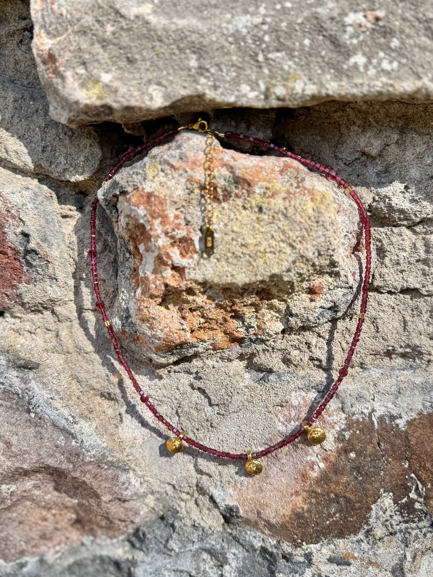 Delicate Garnet Charm Necklace