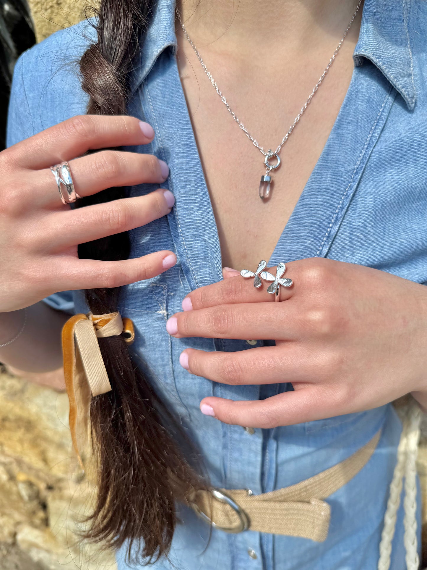 Celine - Rose Quartz Paperclip Chain