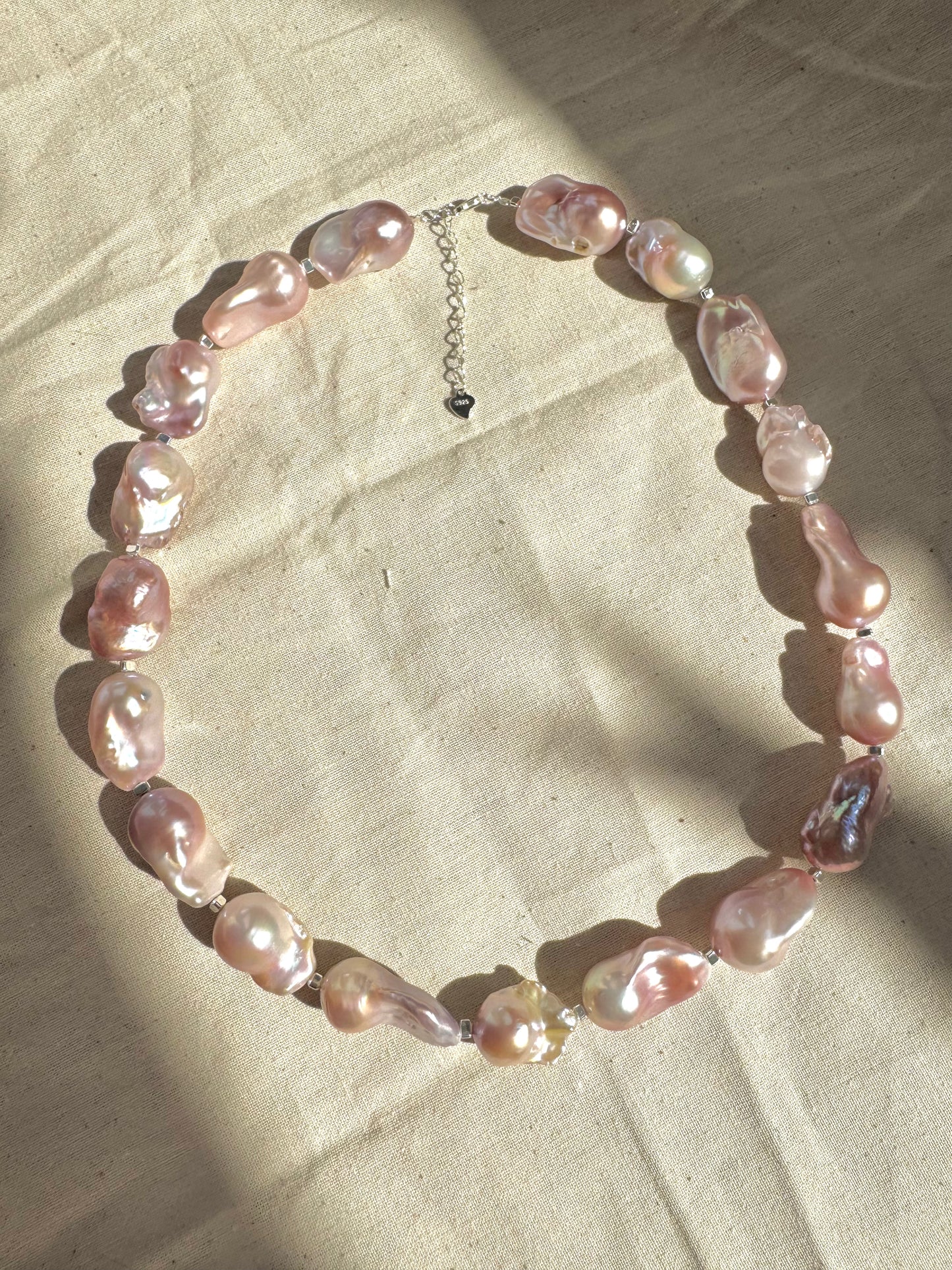 Soft natural pink Baroque Pearl necklace