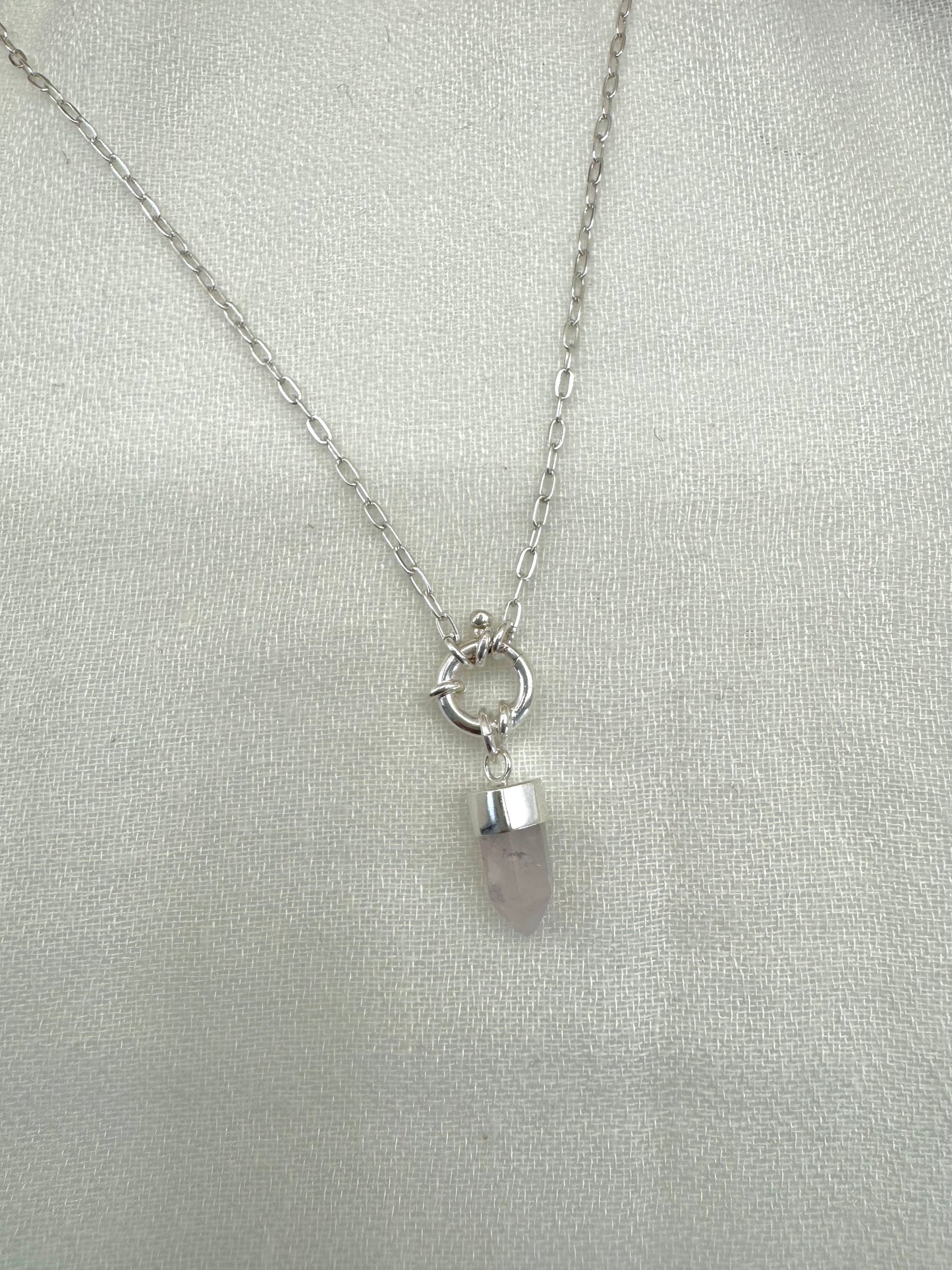 Celine - Rose Quartz Paperclip Chain