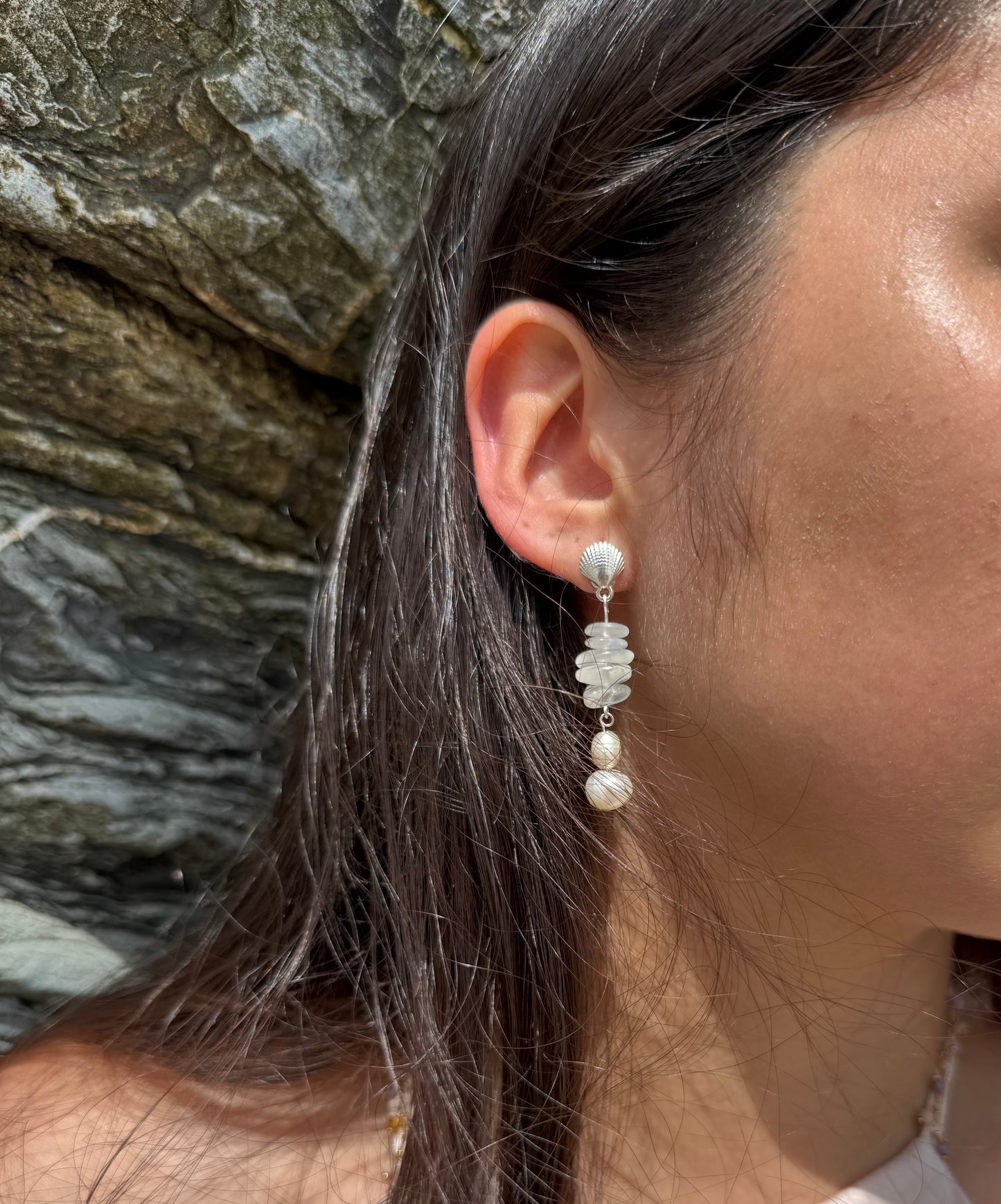 Silver shell Hoops