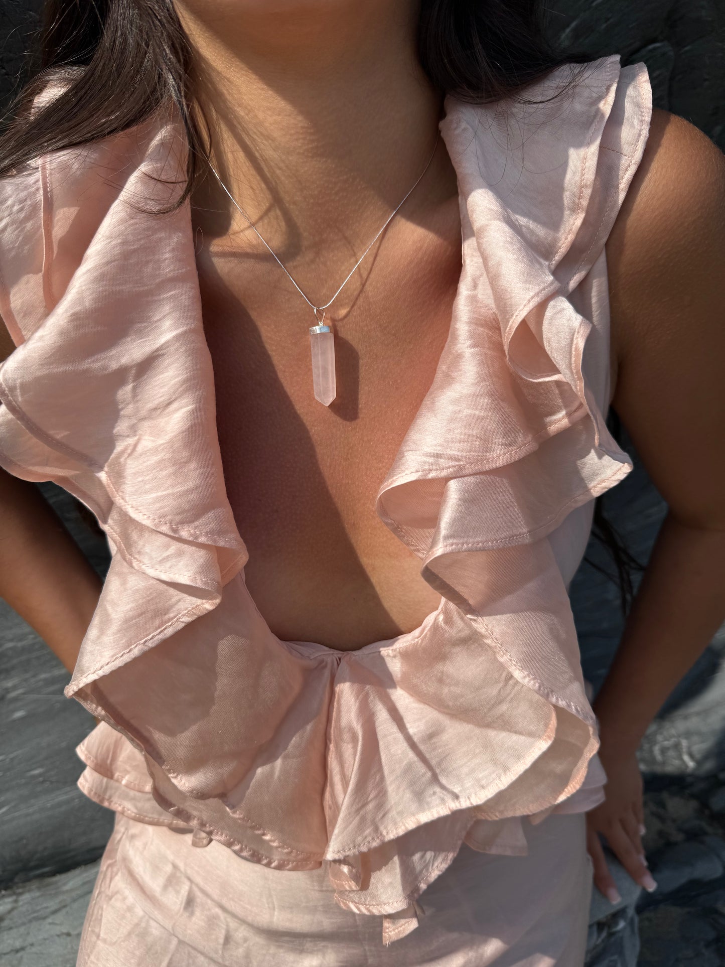 Diane - Rose Quartz Point & Chain