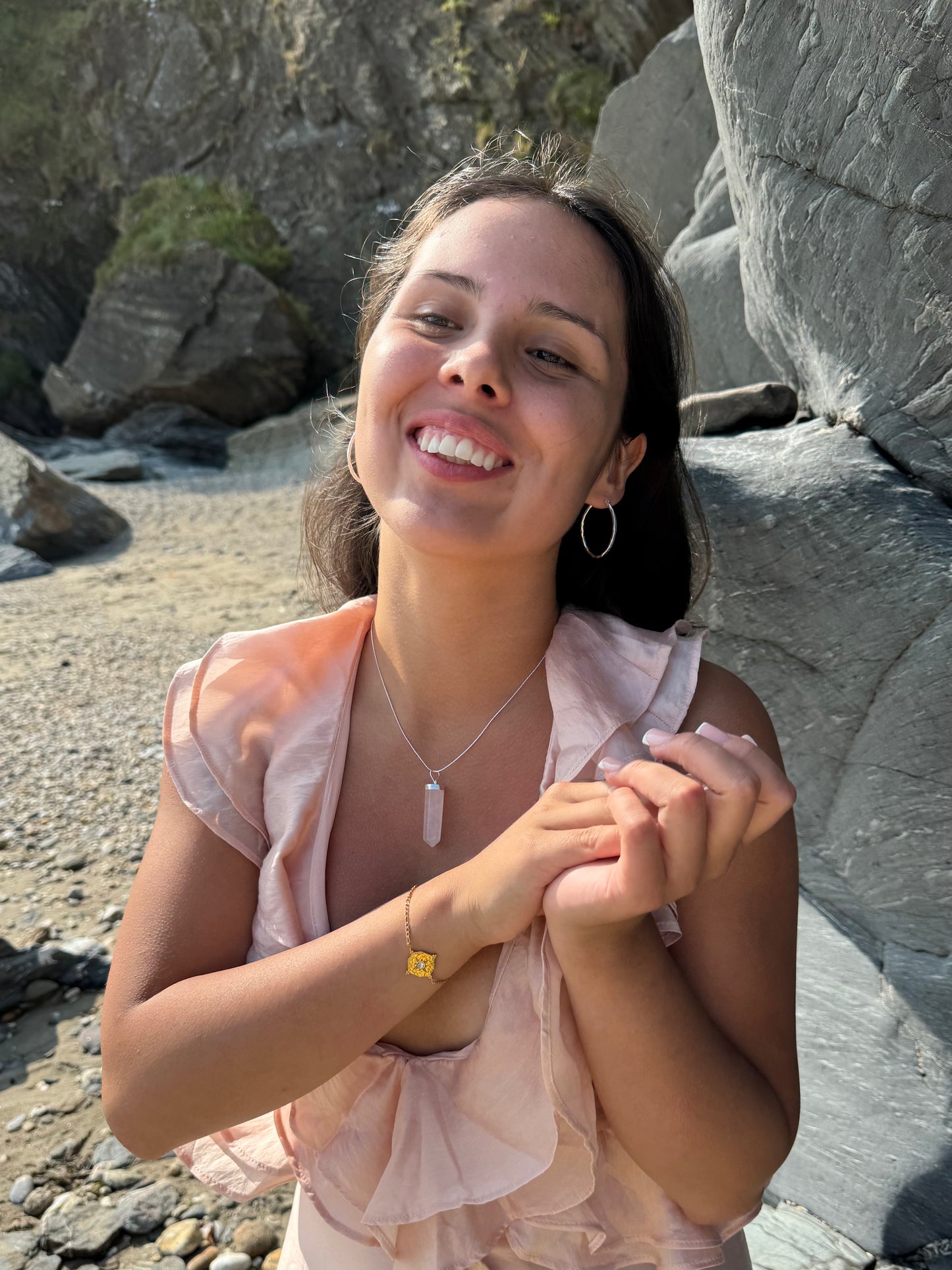 Diane - Rose Quartz Point & Chain