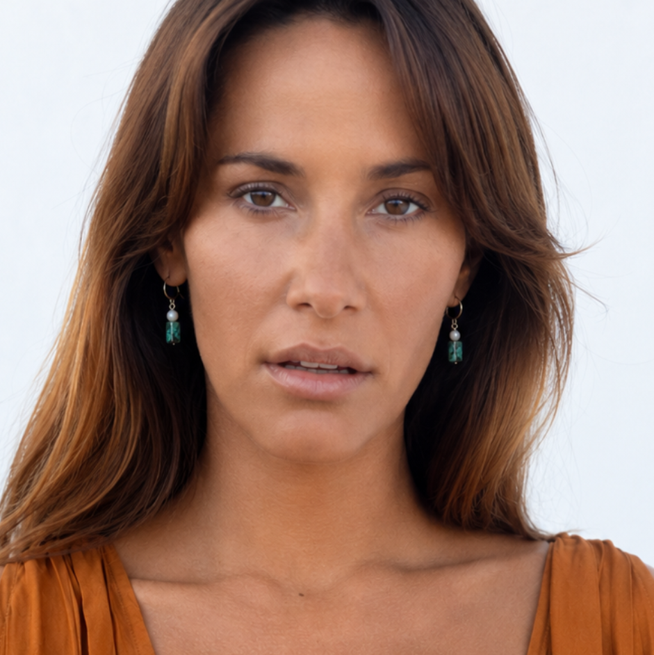 African Turquoise Hoops