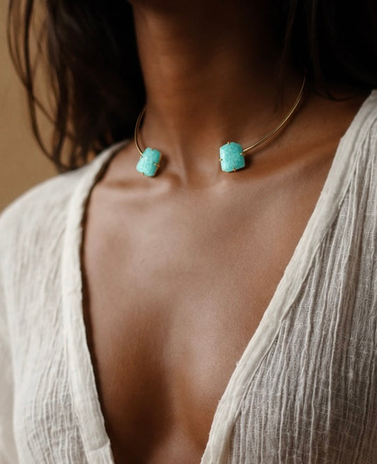 Amazonite Choker Gold Plated