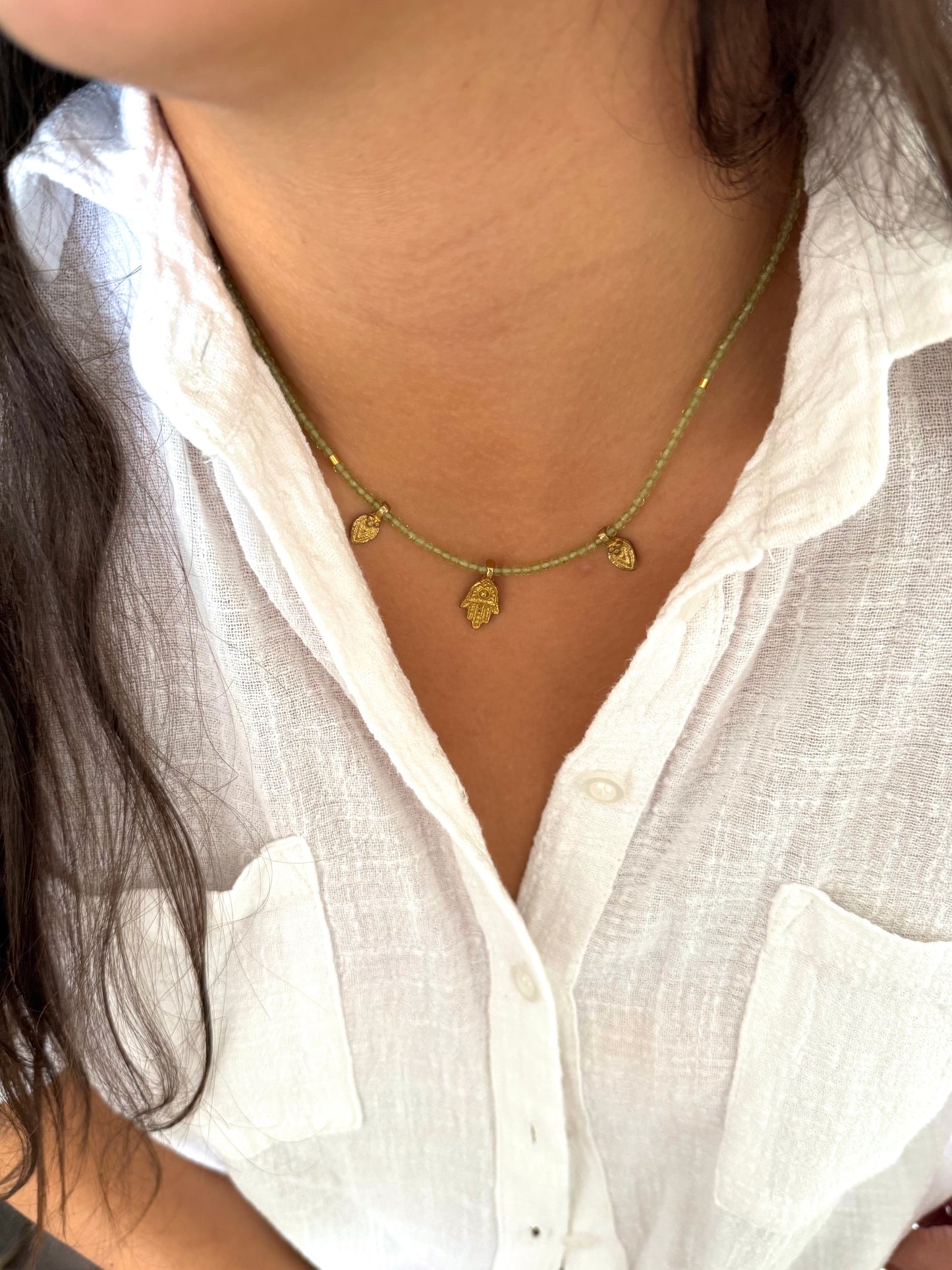 Hamsa Peridot Necklace