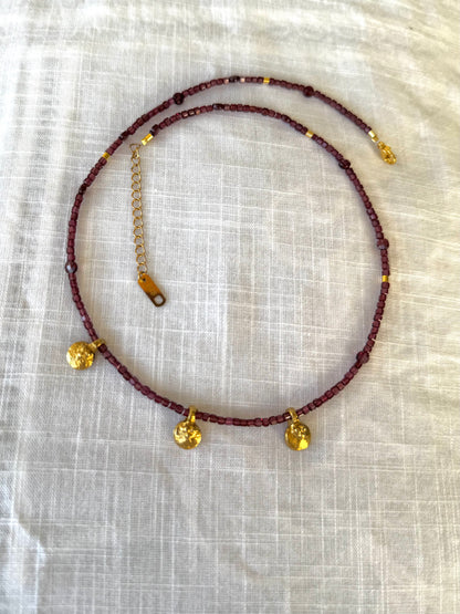 Delicate Garnet Charm Necklace