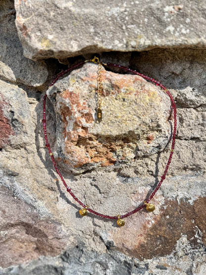 Delicate Garnet Charm Necklace