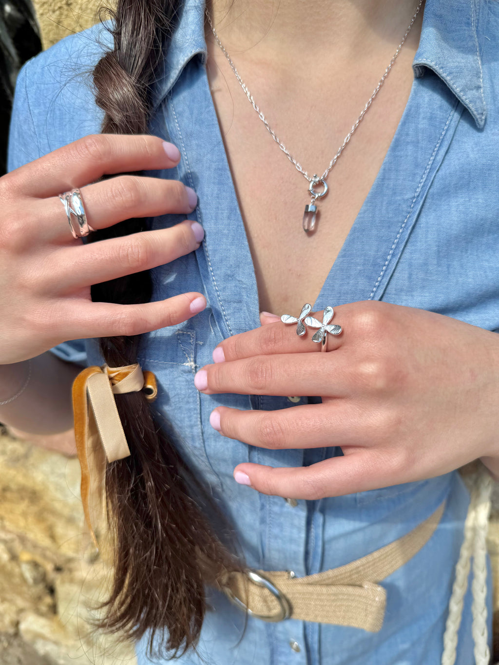 Celine - Rose Quartz Paperclip Chain