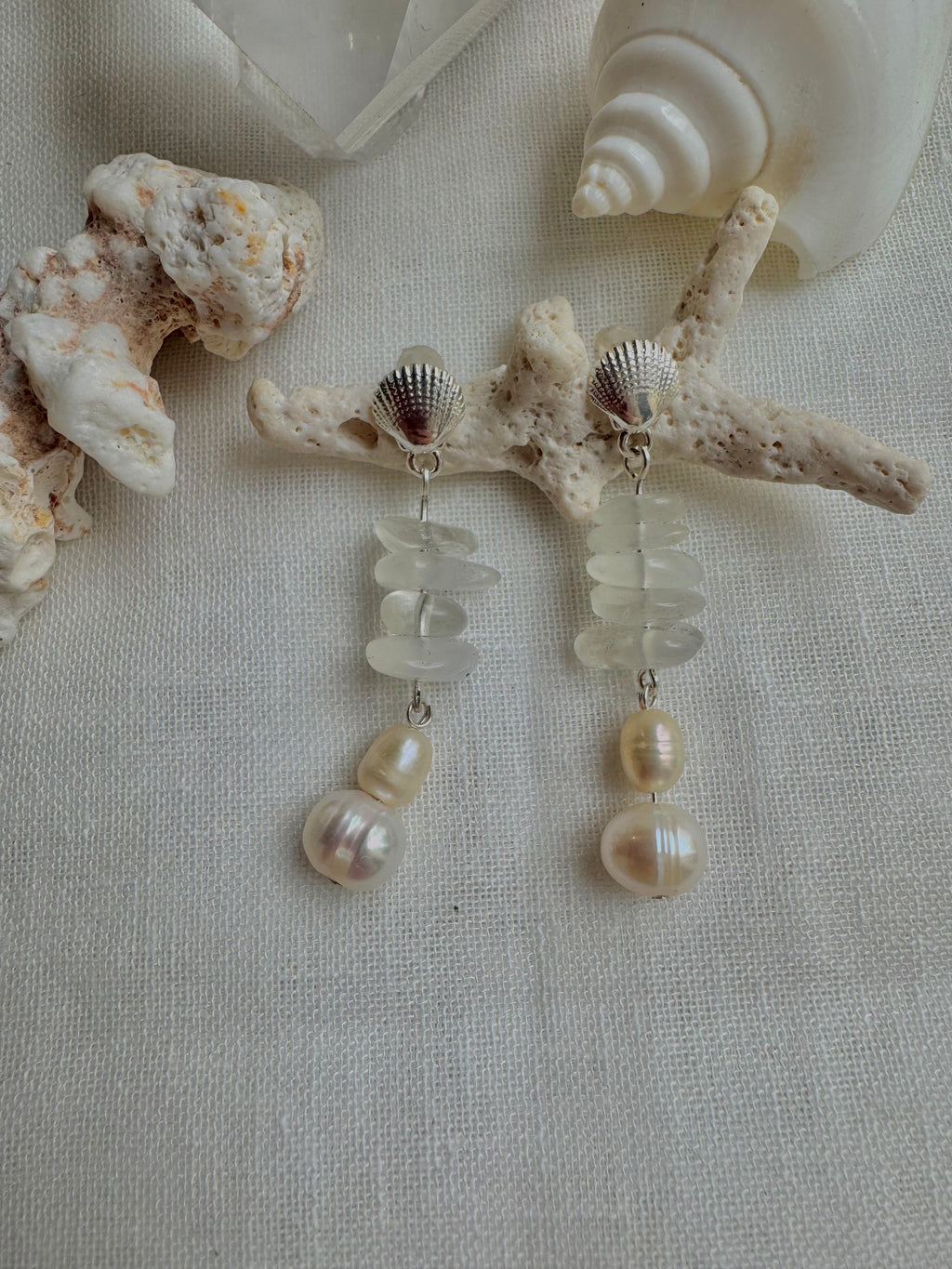 Silver shell Hoops