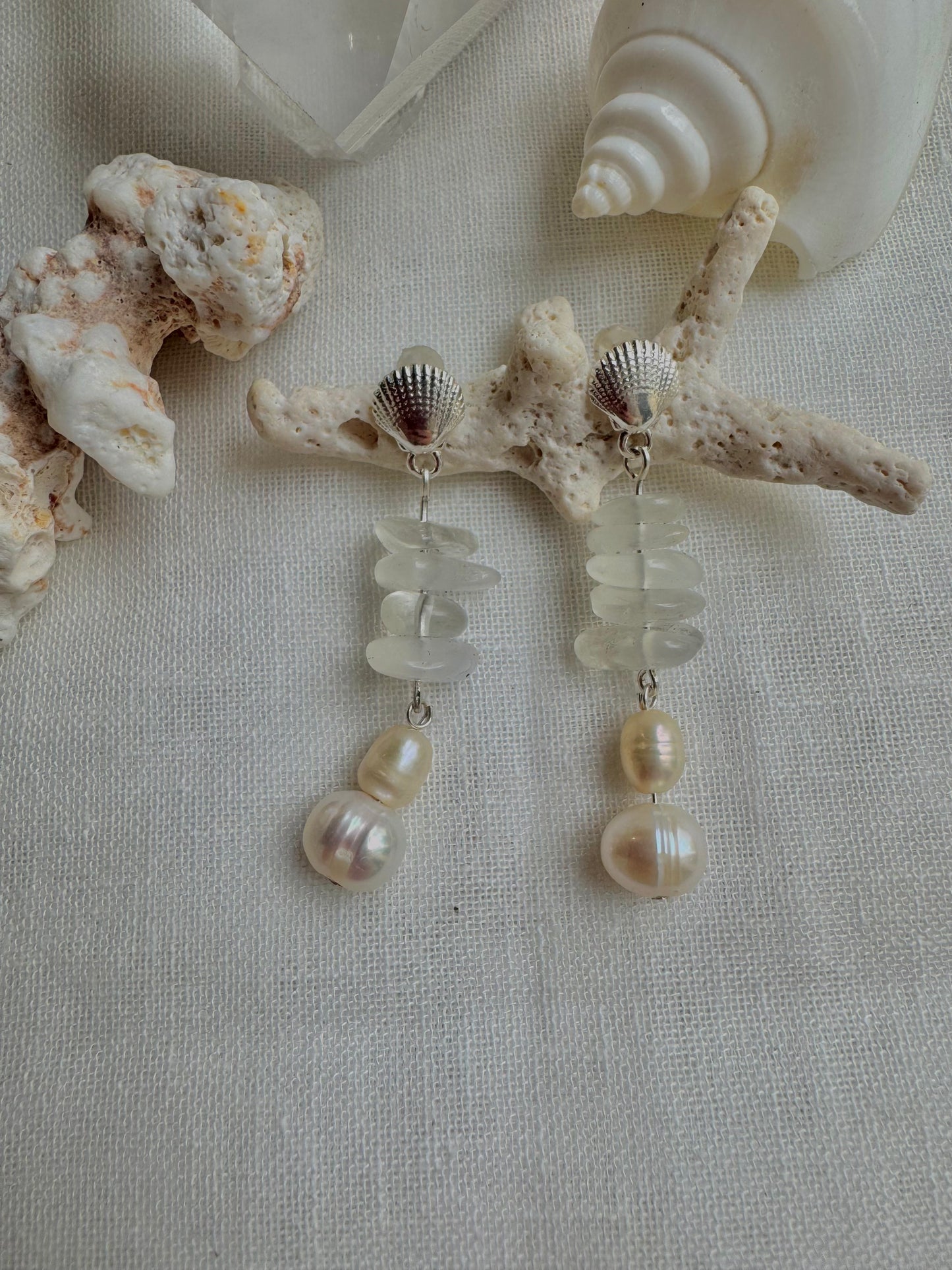 Silver shell Hoops