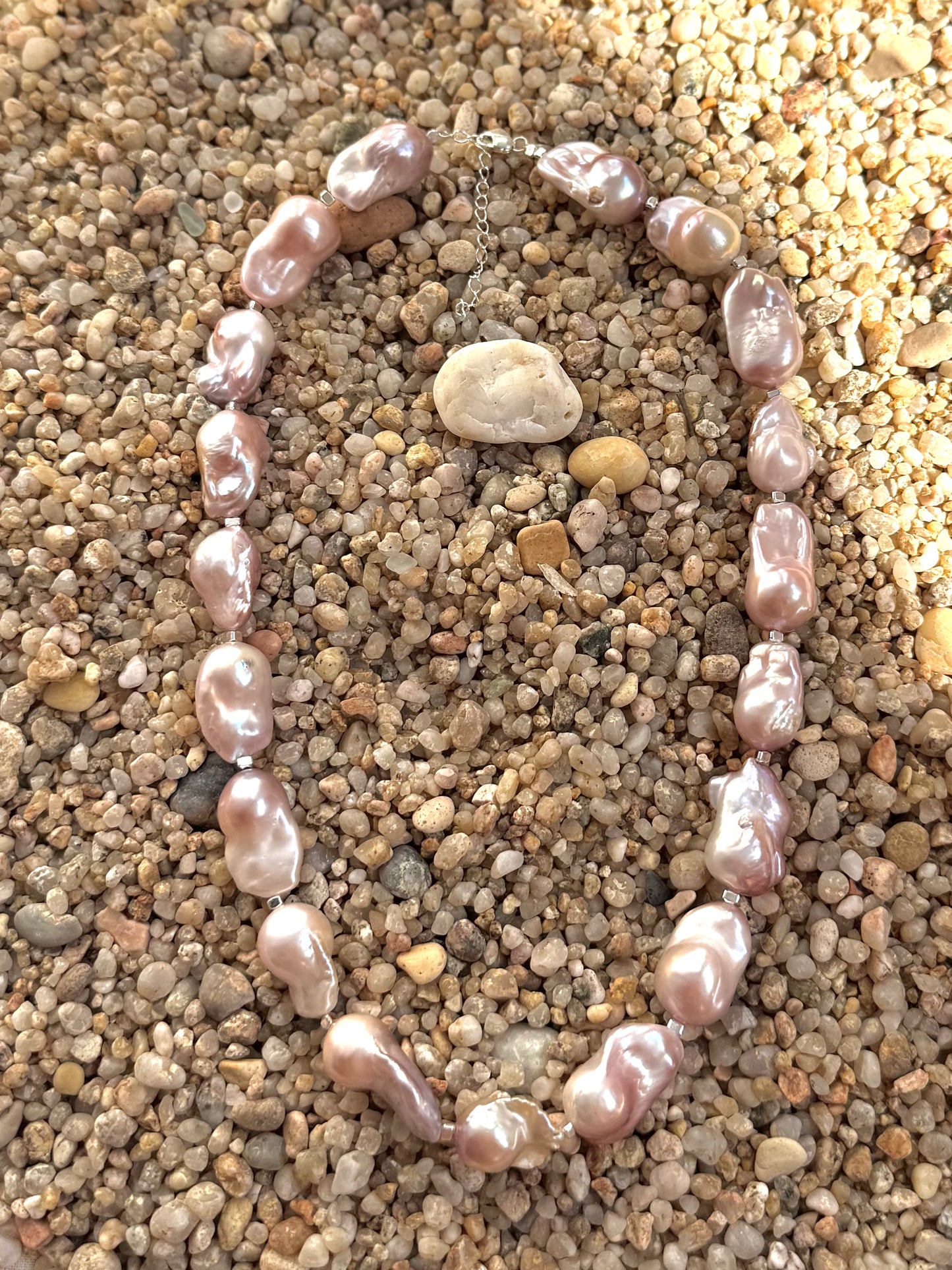 Soft natural pink Baroque Pearl necklace