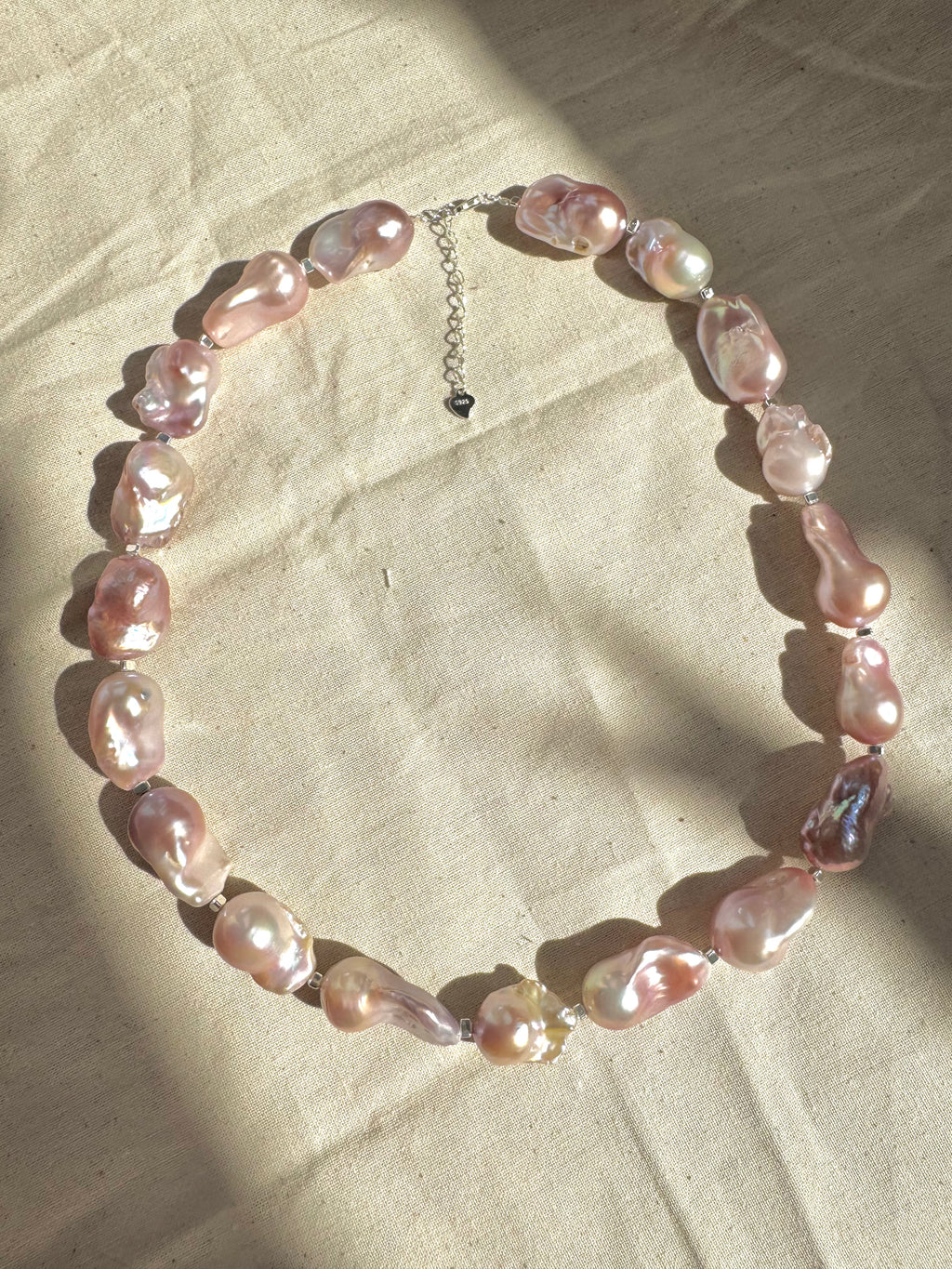 Soft natural pink Baroque Pearl necklace