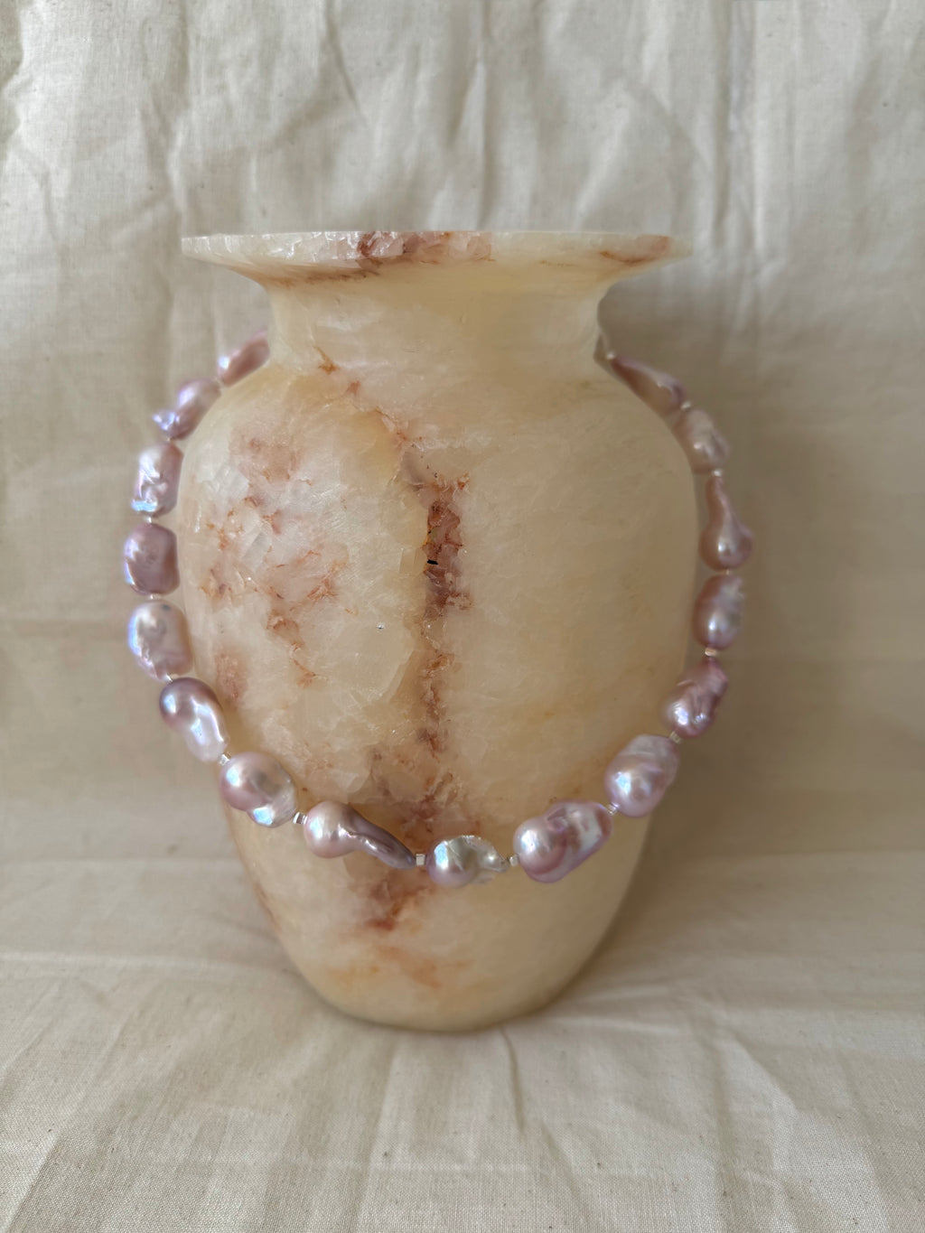 Soft natural pink Baroque Pearl necklace