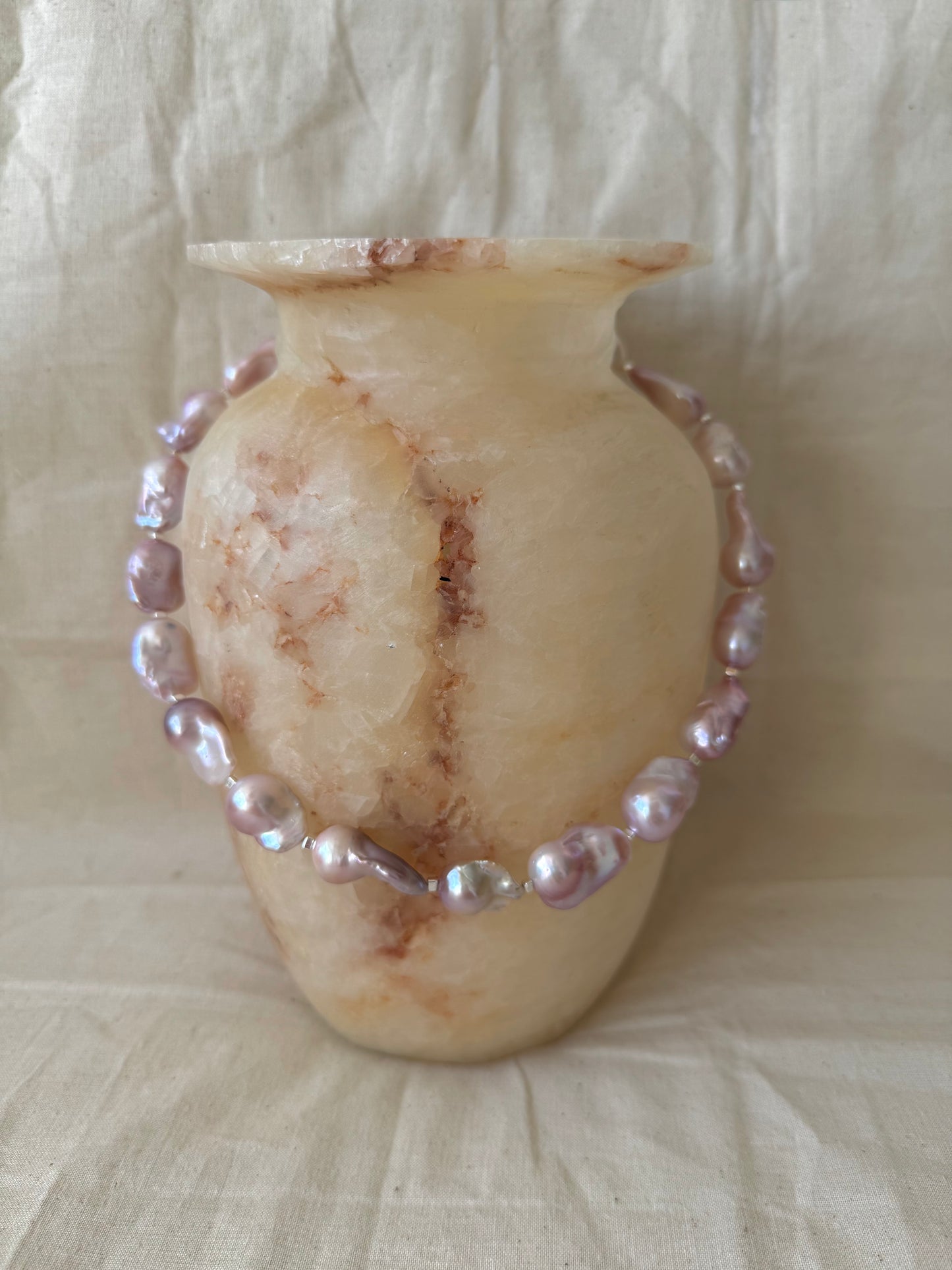 Soft natural pink Baroque Pearl necklace