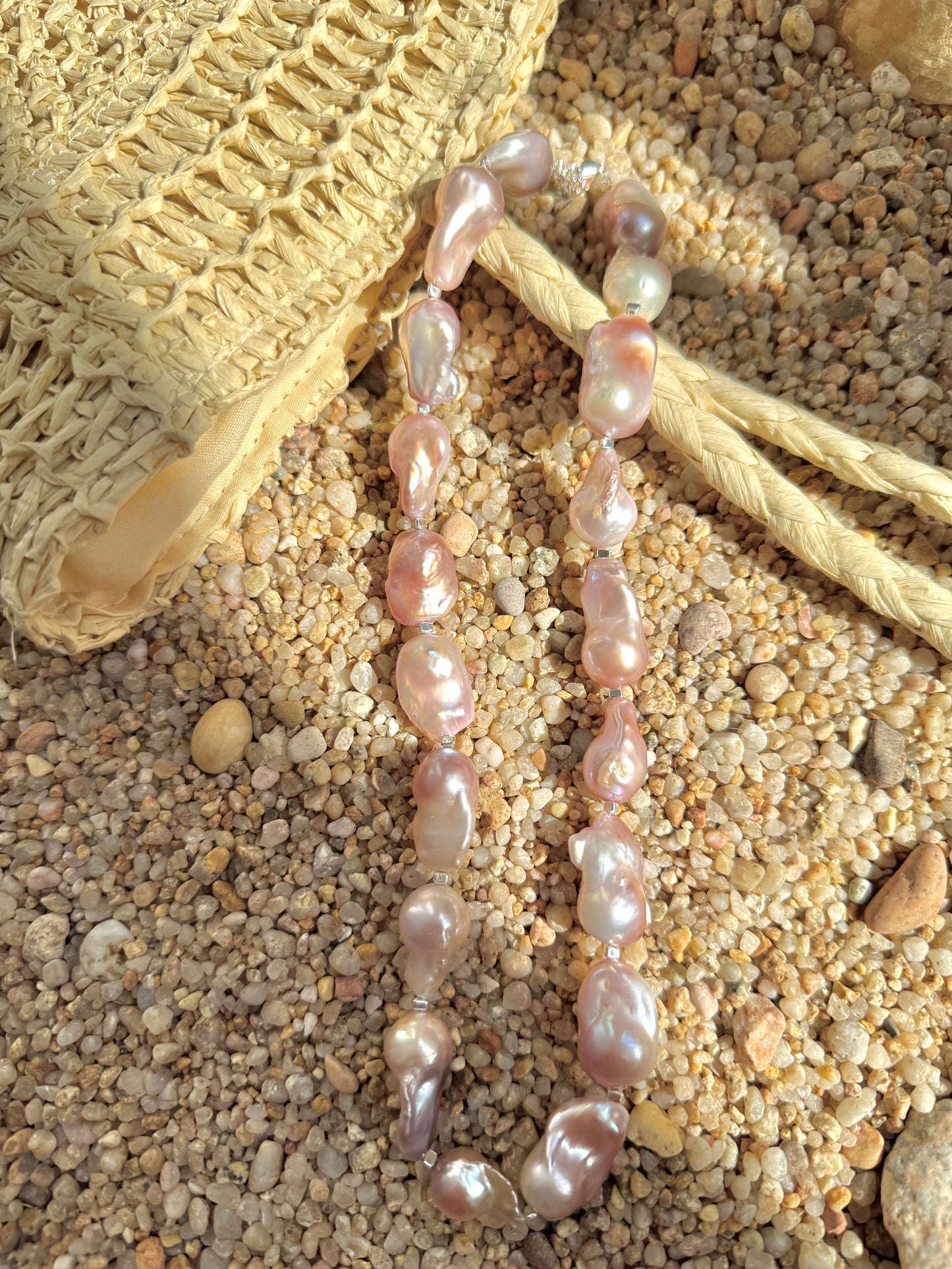 Soft natural pink Baroque Pearl necklace