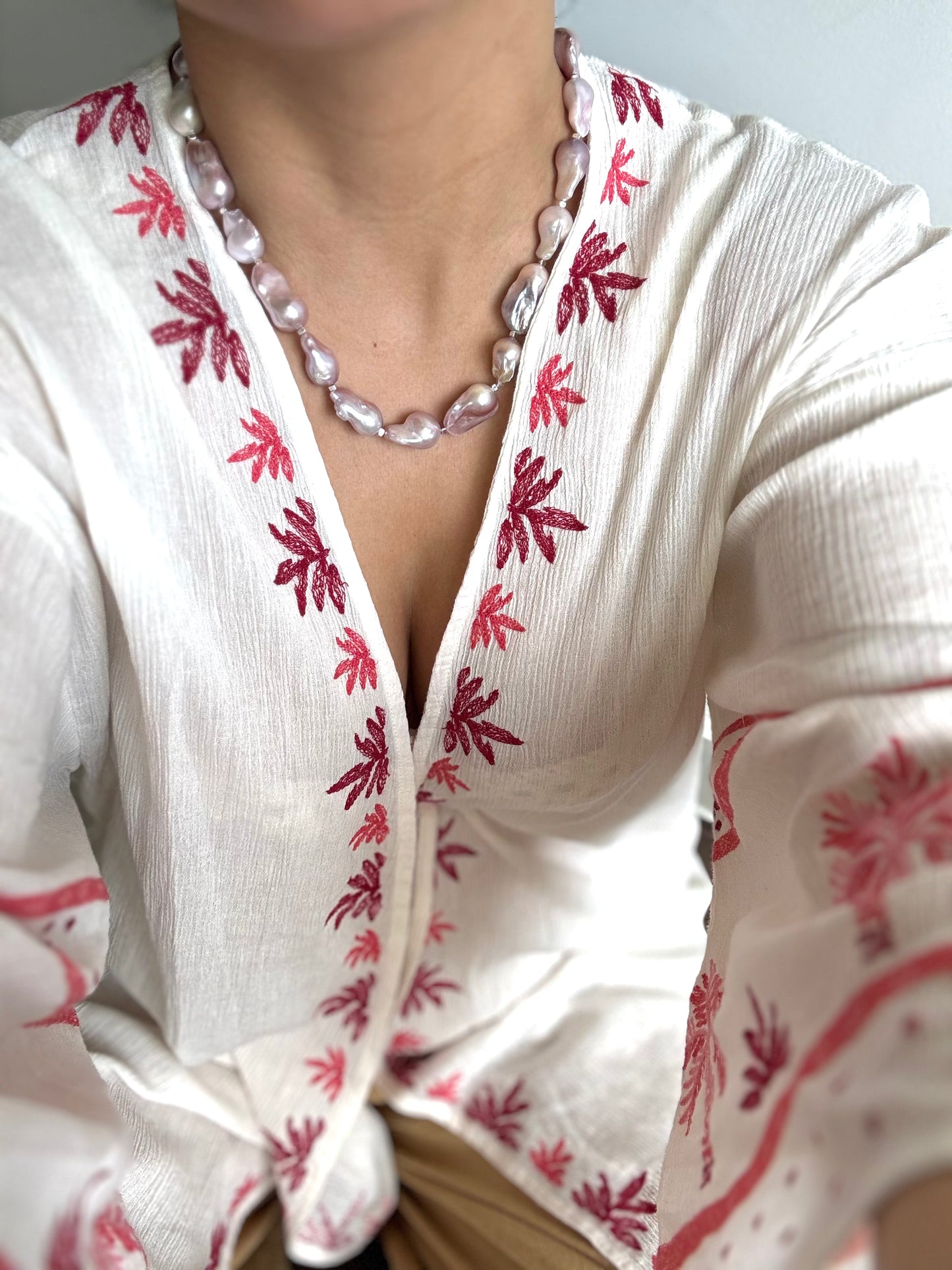 Soft natural pink Baroque Pearl necklace