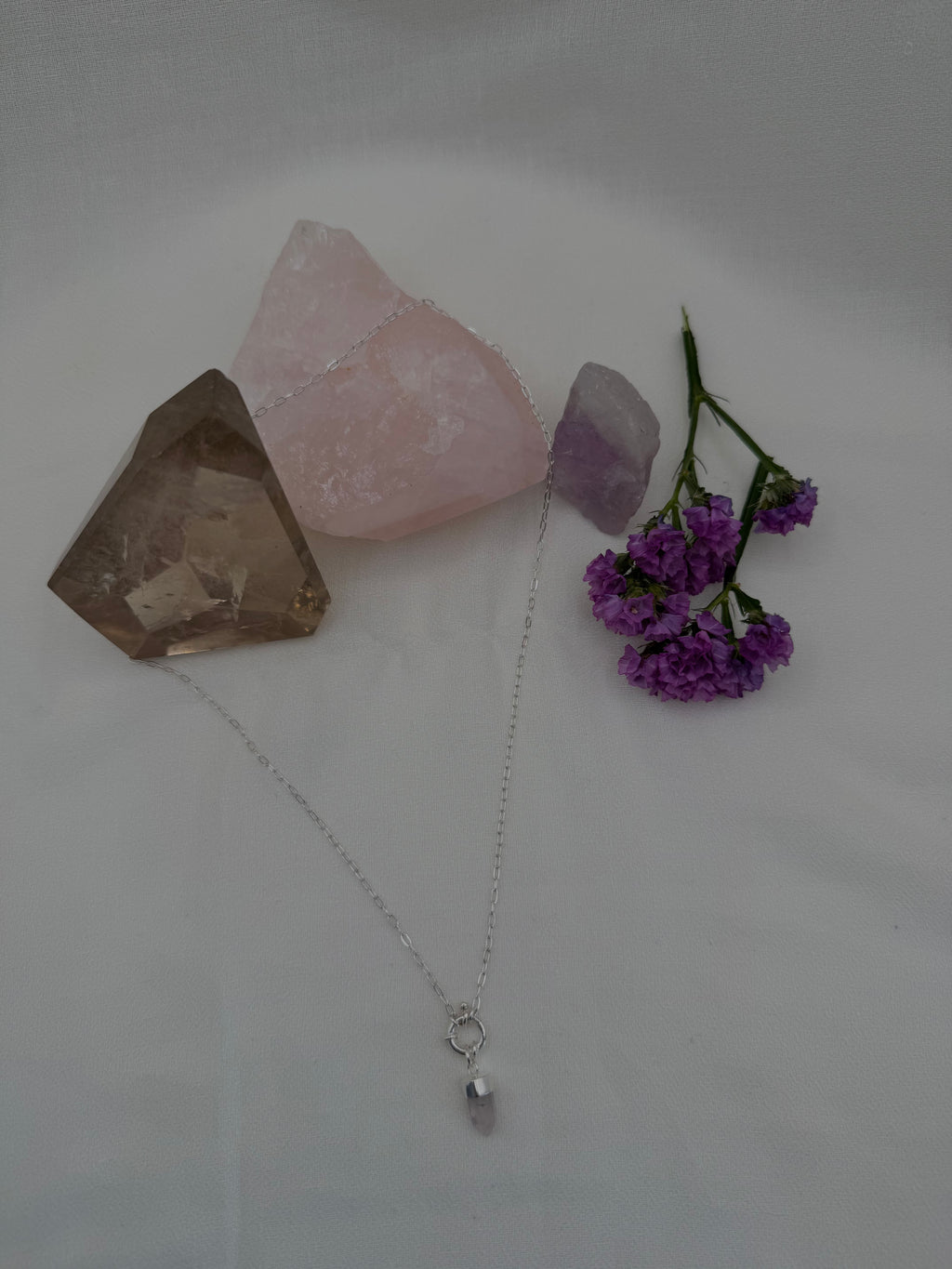 Celine - Rose Quartz Paperclip Chain