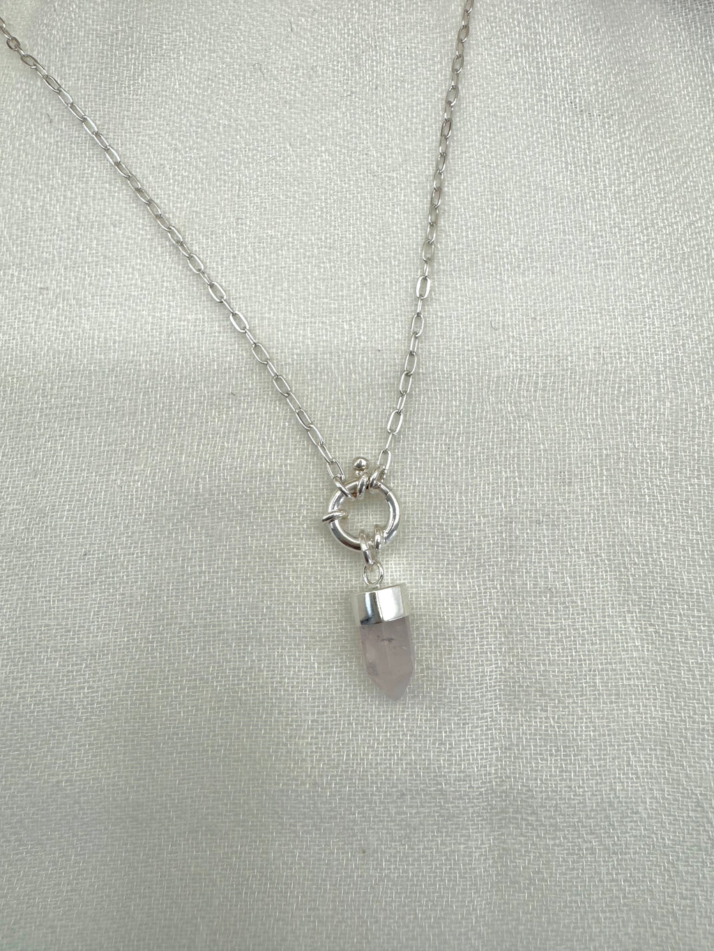 Celine - Rose Quartz Paperclip Chain
