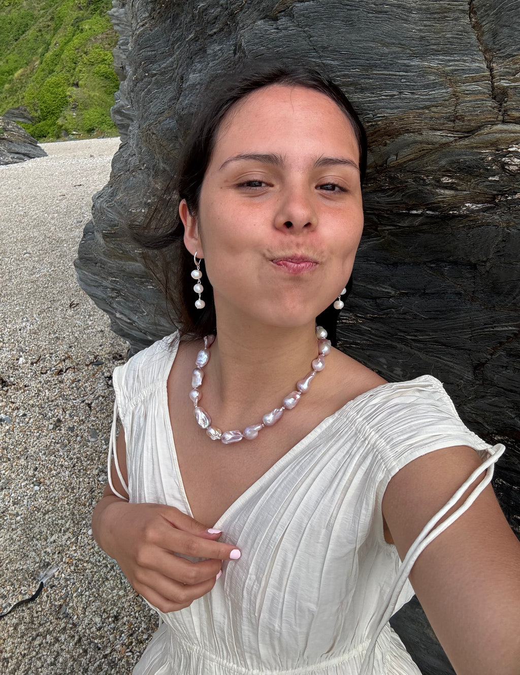 Soft natural pink Baroque Pearl necklace