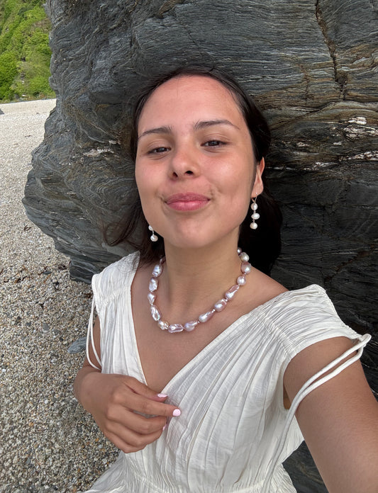 Soft natural pink Baroque Pearl necklace