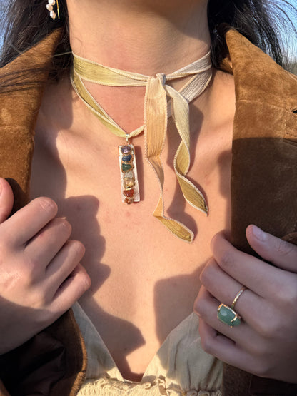 Selenite Pure Silk chakras charm