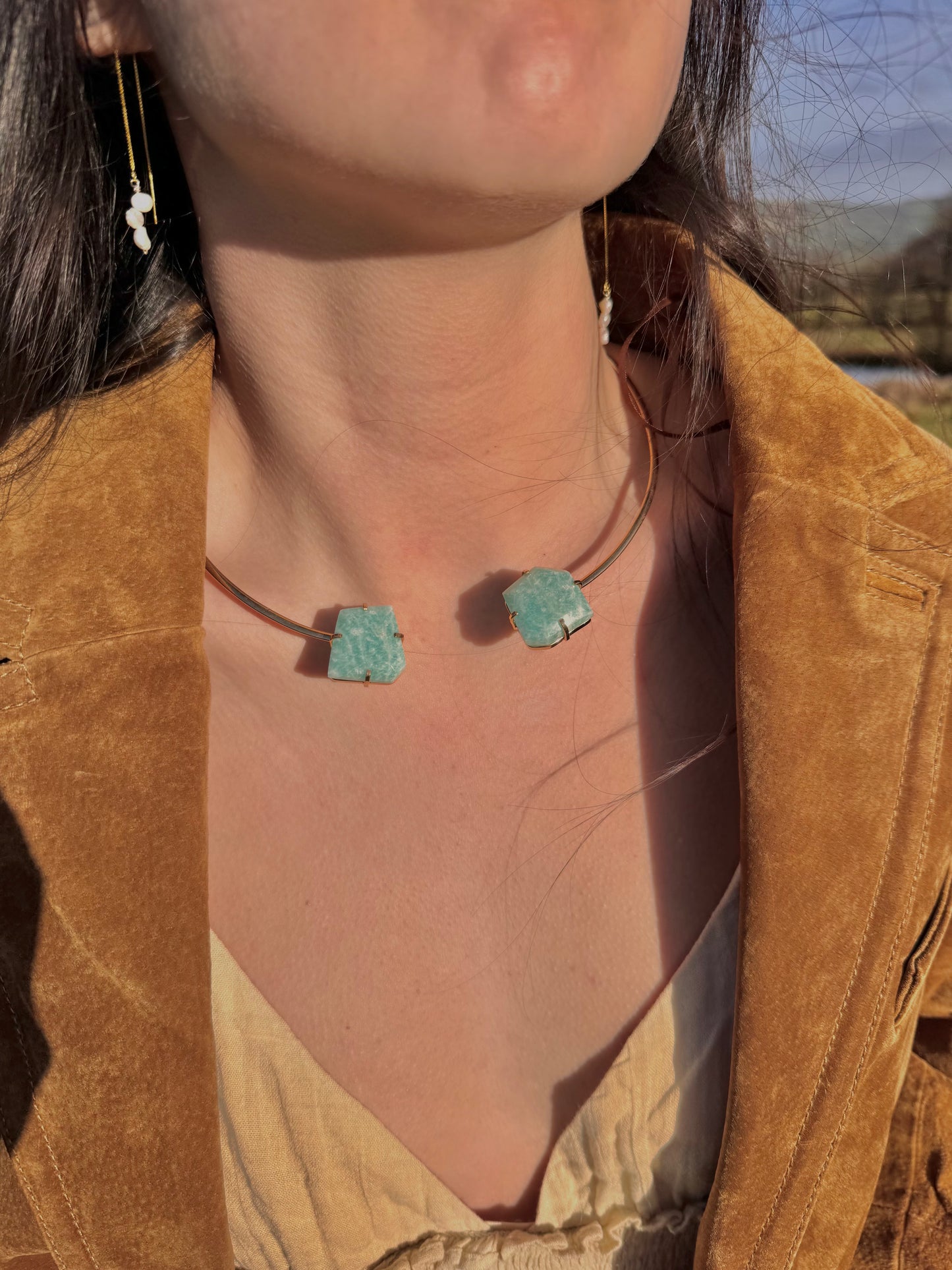 Amazonite Choker Gold Plated