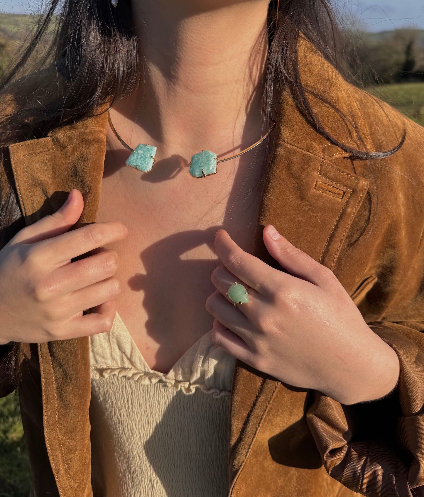 Amazonite Choker Gold Plated