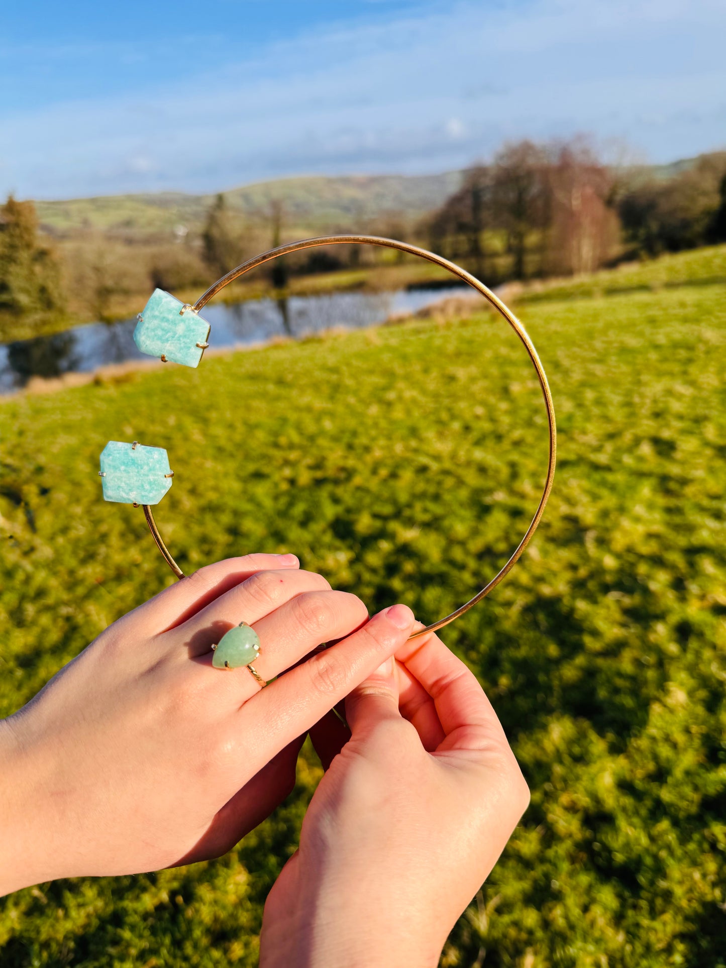 Amazonite Choker Gold Plated