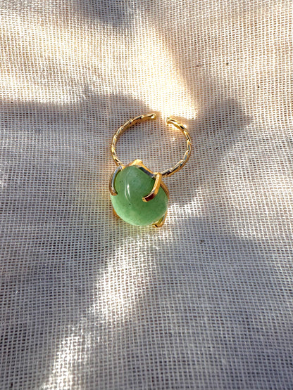 Green Quartz Teardrop Single ring