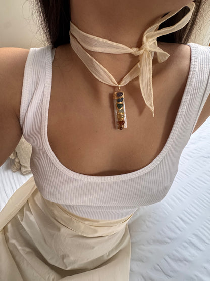 Selenite Pure Silk chakras charm