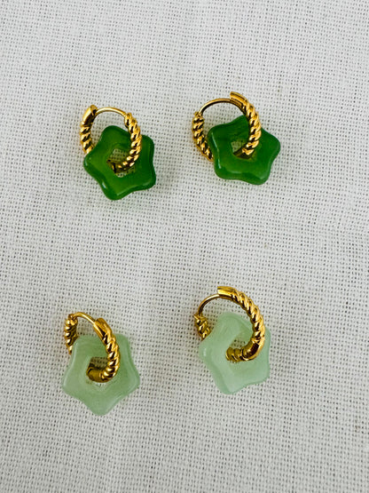 Jade Flower Earring