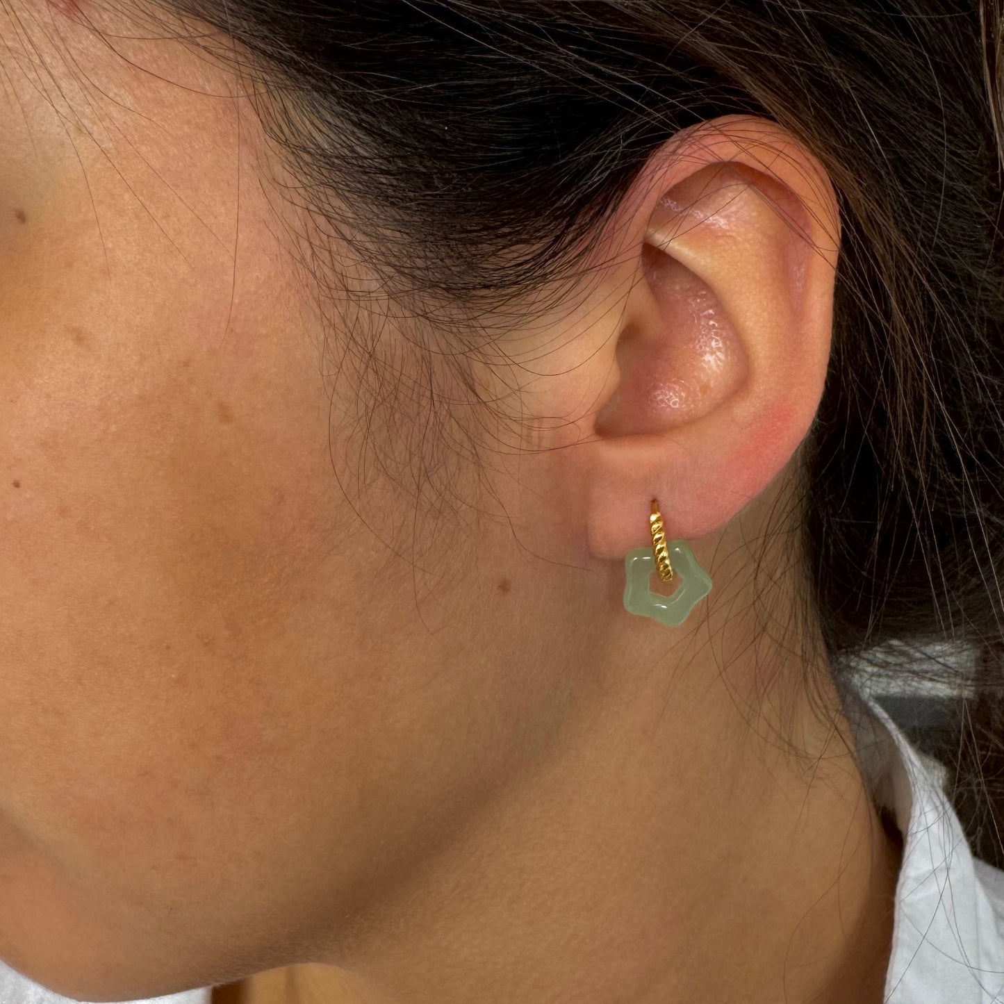 Jade Flower Earring