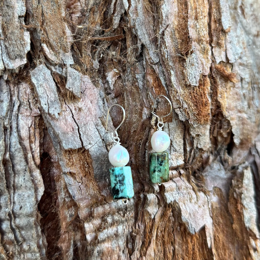 African Turquoise Hoops