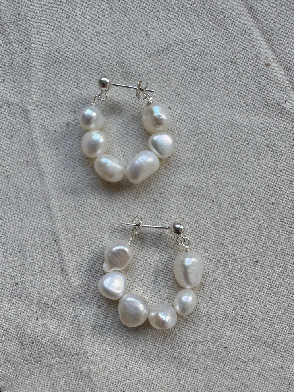 Keshi Baroque White Pearl Hoops