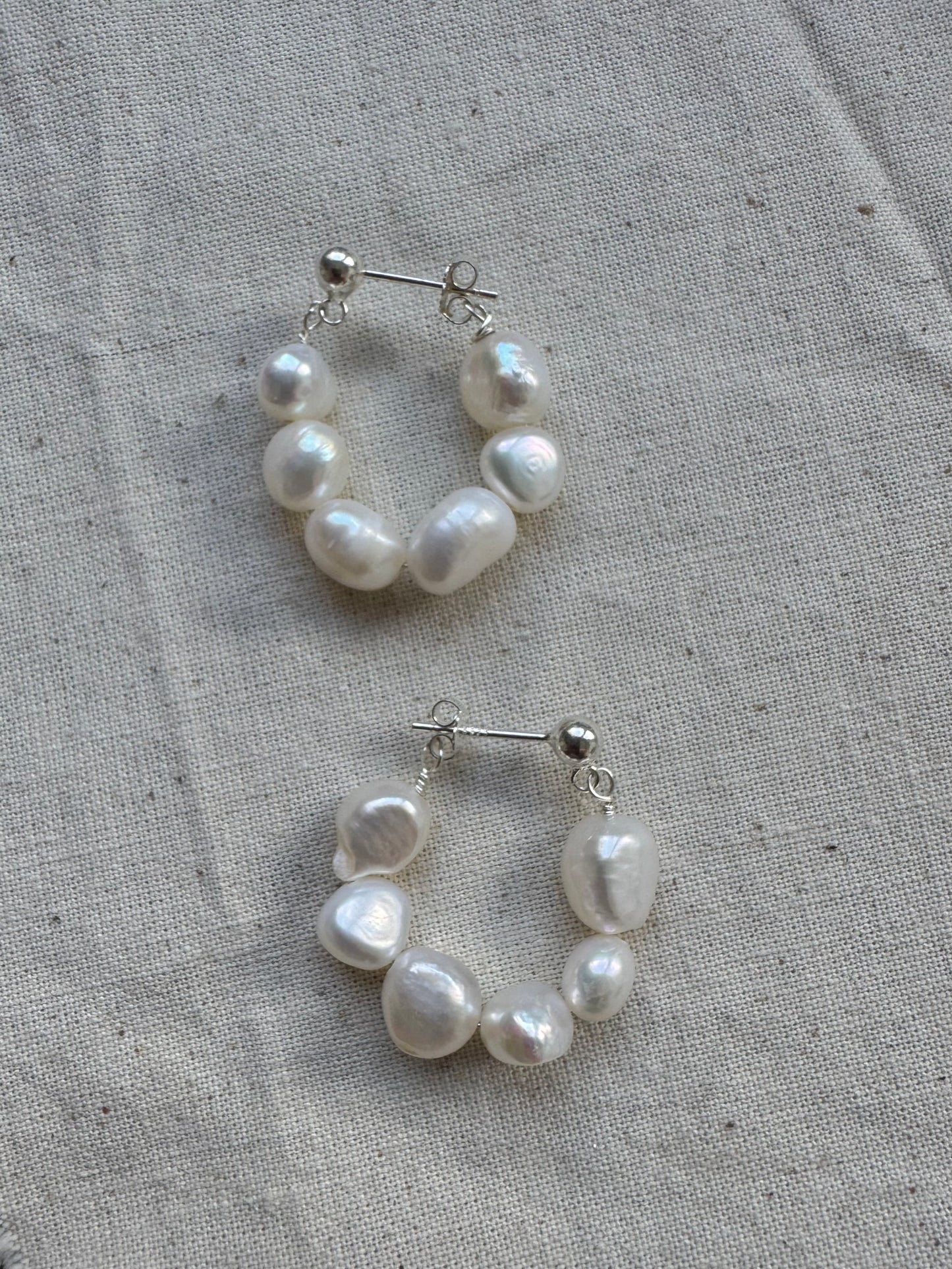 Keshi Baroque White Pearl Hoops
