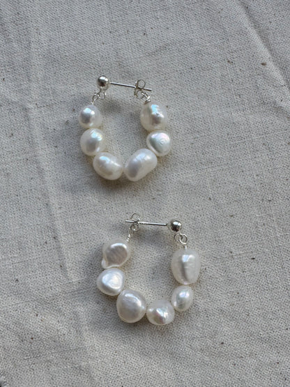 Keshi Baroque White Pearl Hoops