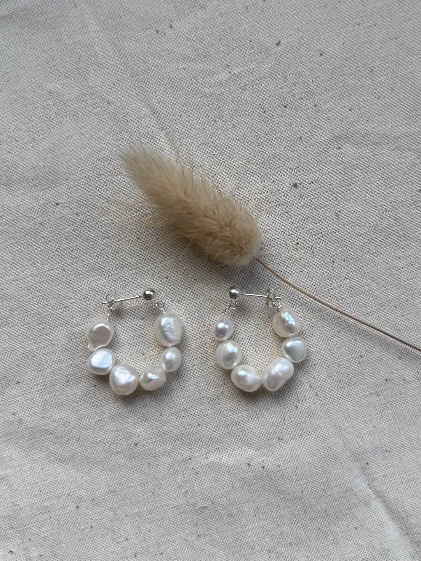 Keshi Baroque White Pearl Hoops
