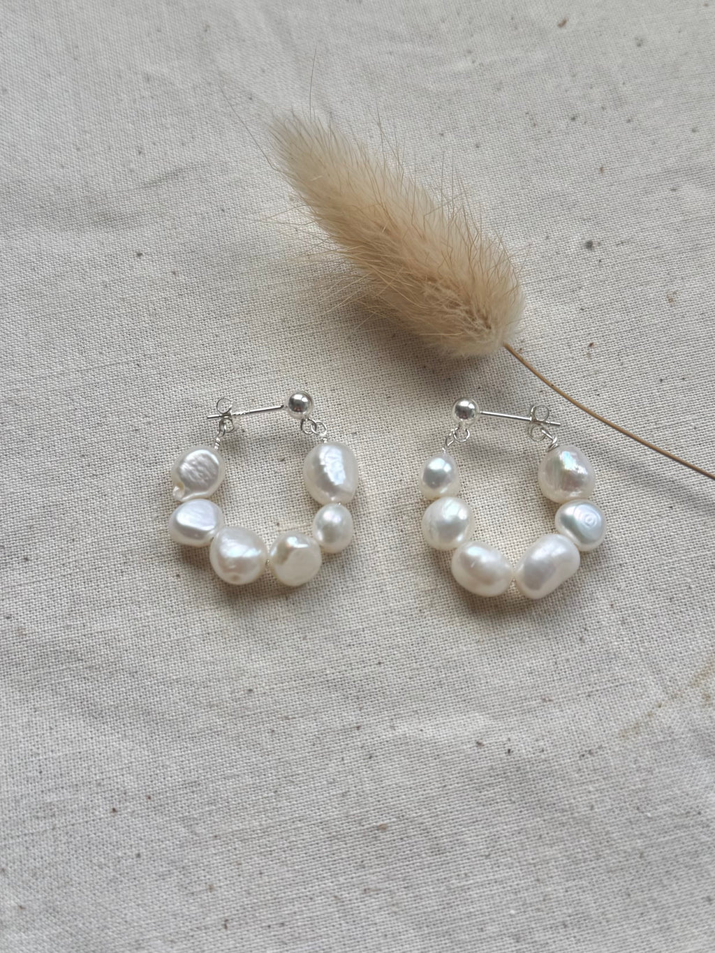 Keshi Baroque White Pearl Hoops