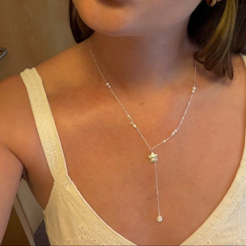 Star and Pearl Chain Necklace